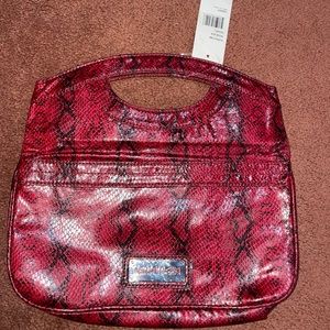 Red snake print purse